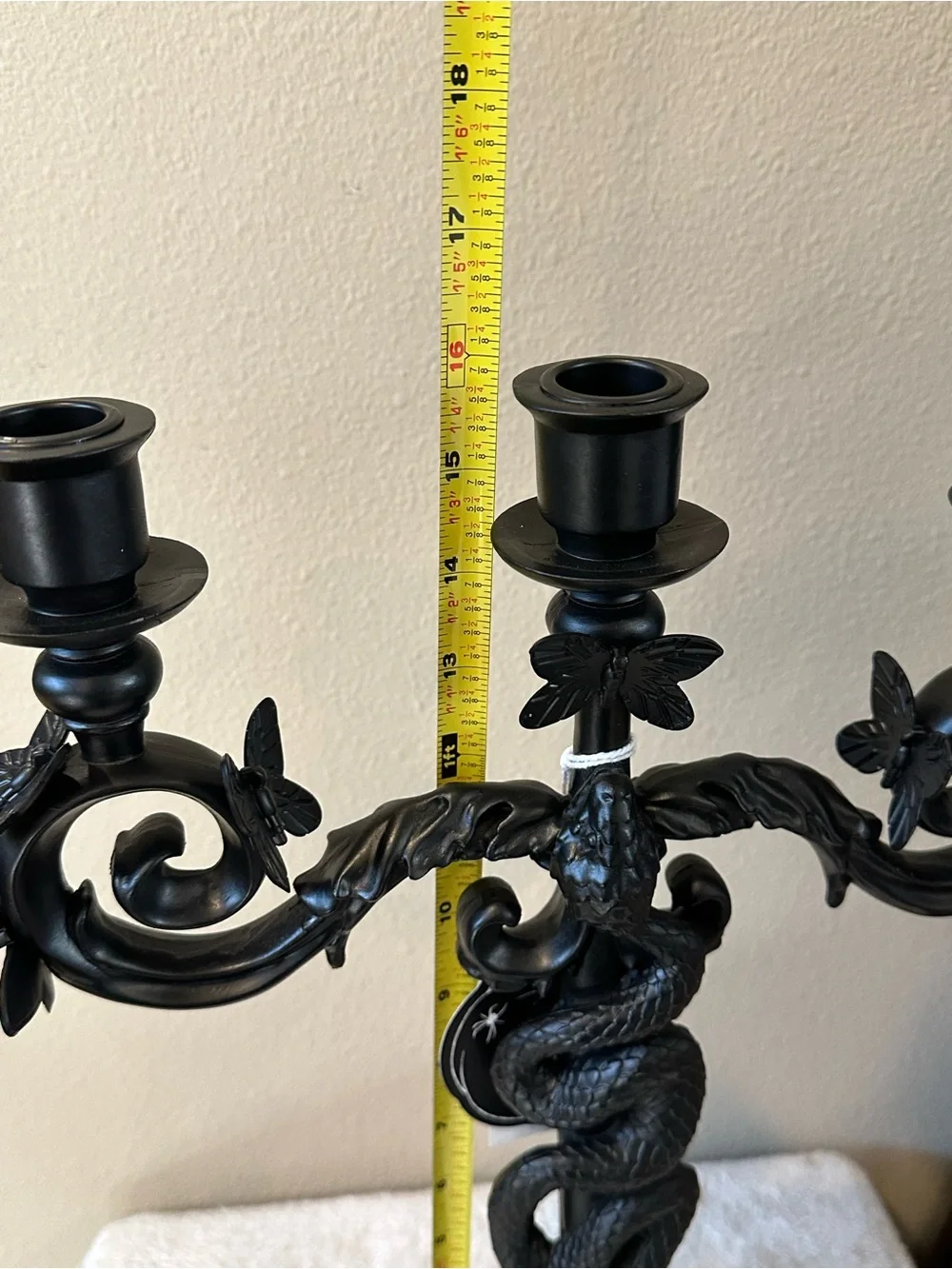 Martha Stewart Halloween Ornate Candelabra Candle Holder Black Resin 16” NWT